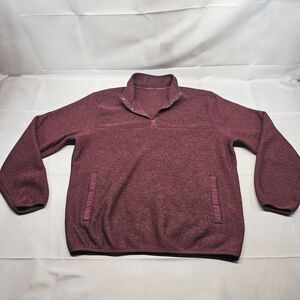 Eddie Bauer Mens L Red Quarter Button Pullover Cotton Casual‎ Knit Sweatshirt